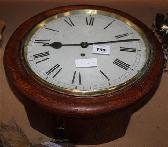 Circular oak wall clock